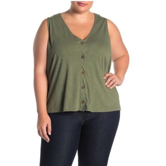 Sanctuary Button Front Knit Tank (Plus Size) - Picture 1 of 4